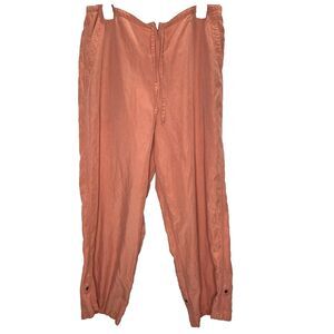 TOMMY BAHAMA Pants Linen Blend Convertible Cropped Wide Leg Womens 14 Coral